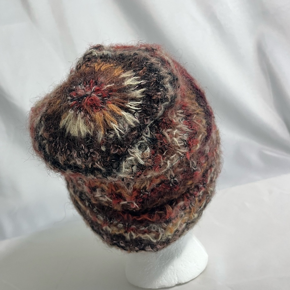 Italian Wool Blend Multicolor Knit Beanie Adult One Size Slouchy Boho - Picture 6 of 12